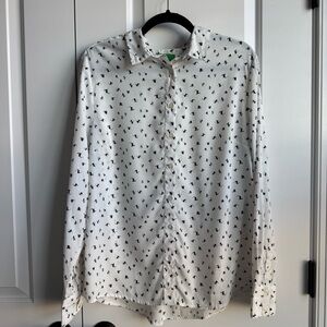 Dip White & Black Skier Print Button Down Shirt - Size L